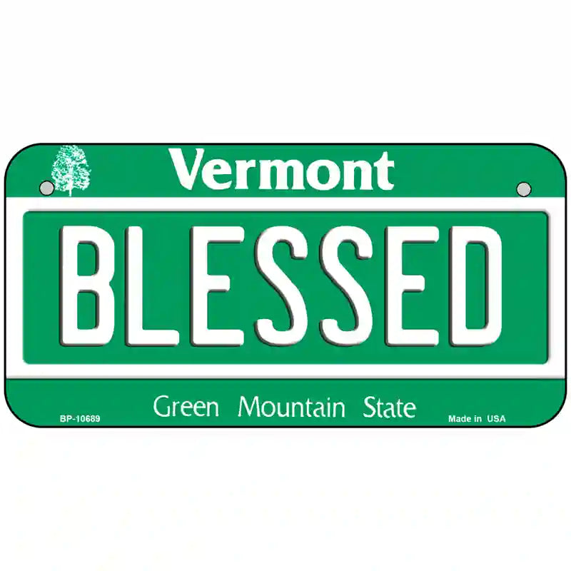 Blessed Vermont Metal Novelty License Plate 6" x 3" (BP)