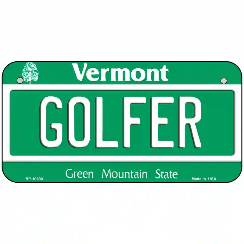 Golfer Vermont Metal Novelty License Plate 6" x 3" (BP)