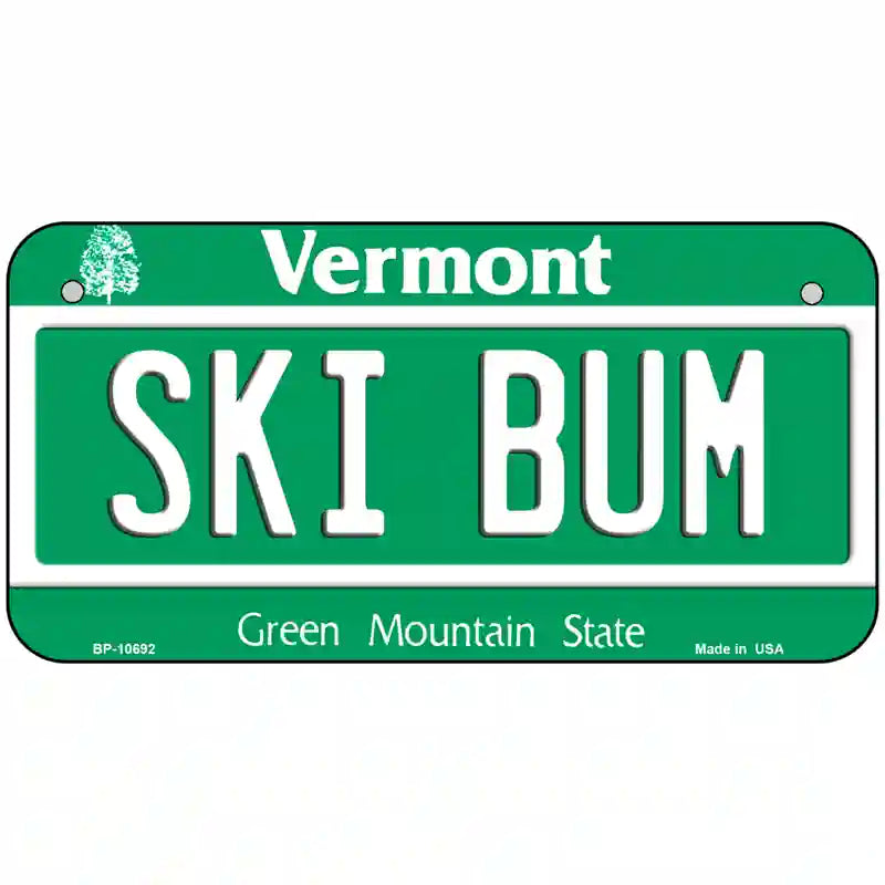 Ski Bum Vermont Metal Novelty License Plate 6" x 3" (BP)