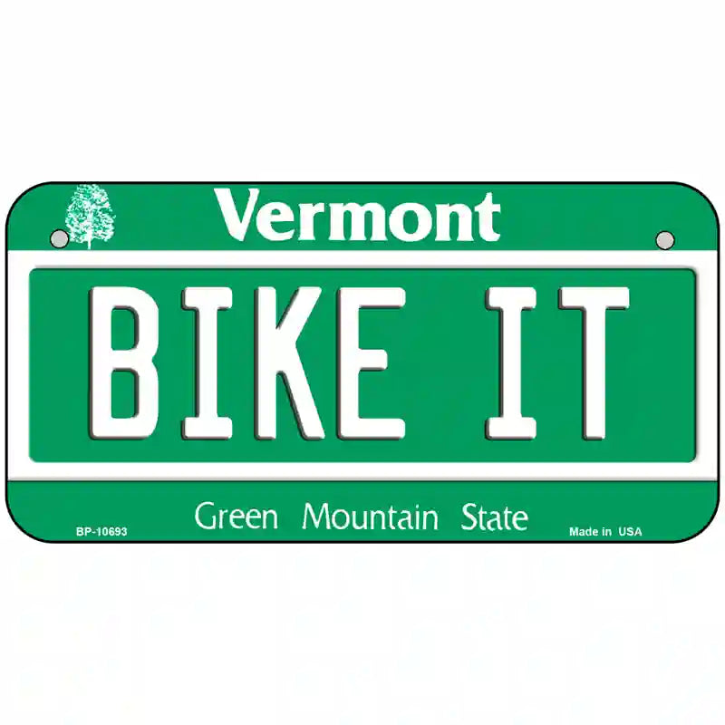 Bike It Vermont Metal Novelty License Plate 6" x 3" (BP)