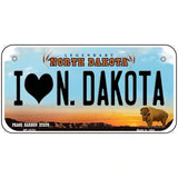 I Love North Dakota Metal Novelty License Plate 6" x 3" (BP)