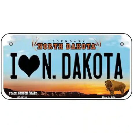 I Love North Dakota Metal Novelty License Plate 6" x 3" (BP)