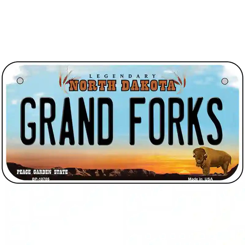 Grand Forks North Dakota Metal Novelty License Plate 6" x 3" (BP)