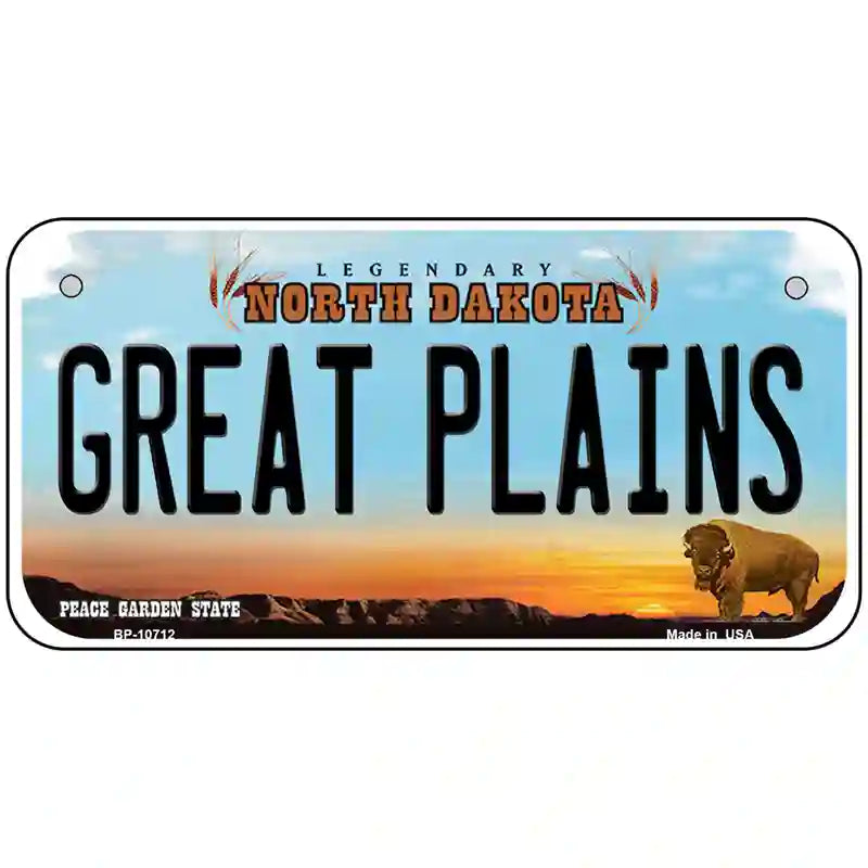 Great Plains North Dakota Metal Novelty License Plate 6" x 3" (BP)