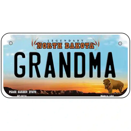 Grandma North Dakota Metal Novelty License Plate 6" x 3" (BP)