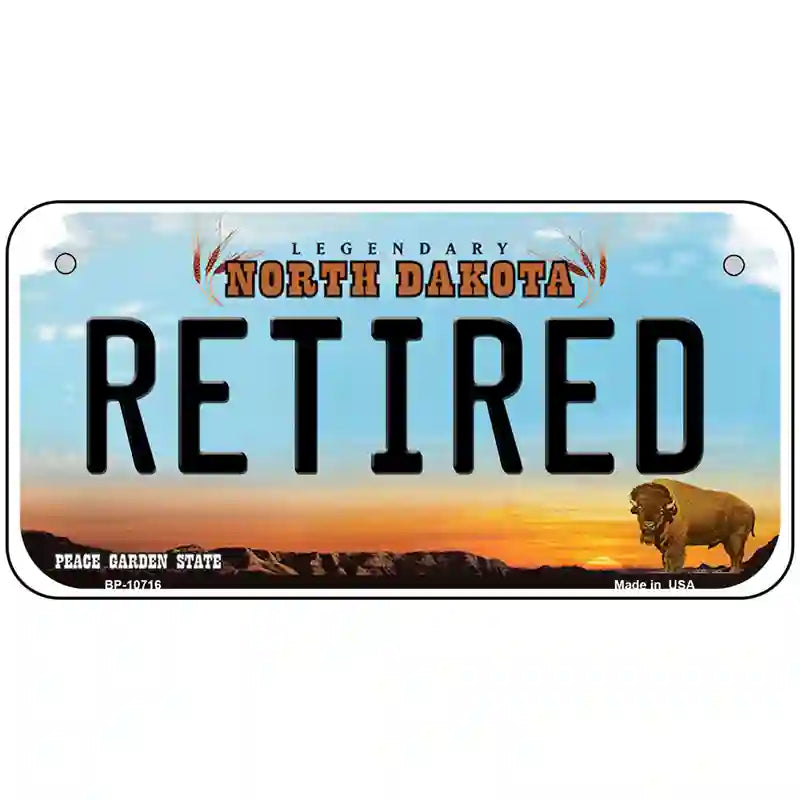 Retired North Dakota Metal Novelty License Plate 6" x 3" (BP)