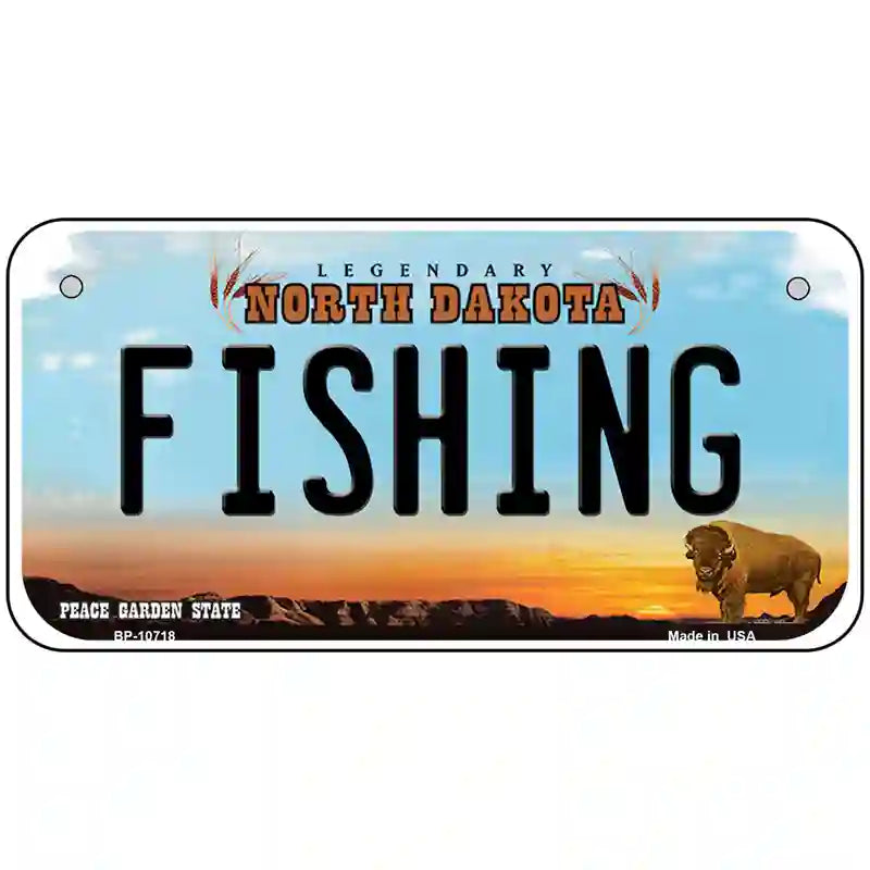 Fishing North Dakota Metal Novelty License Plate 6" x 3" (BP)