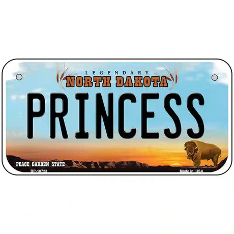 Princess North Dakota Metal Novelty License Plate 6" x 3" (BP)