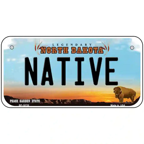 Native North Dakota Metal Novelty License Plate 6" x 3" (BP)