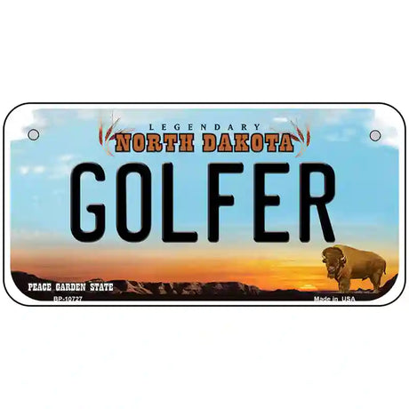 Golfer North Dakota Metal Novelty License Plate 6" x 3" (BP)