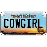 Cowgirl North Dakota Metal Novelty License Plate 6" x 3" (BP)