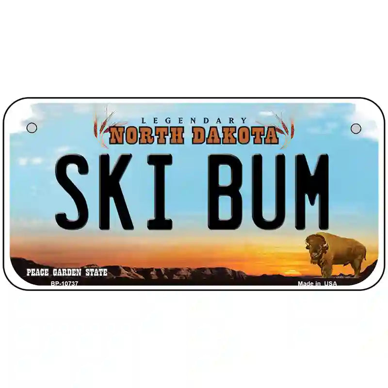 Ski Bum North Dakota Metal Novelty License Plate 6" x 3" (BP)