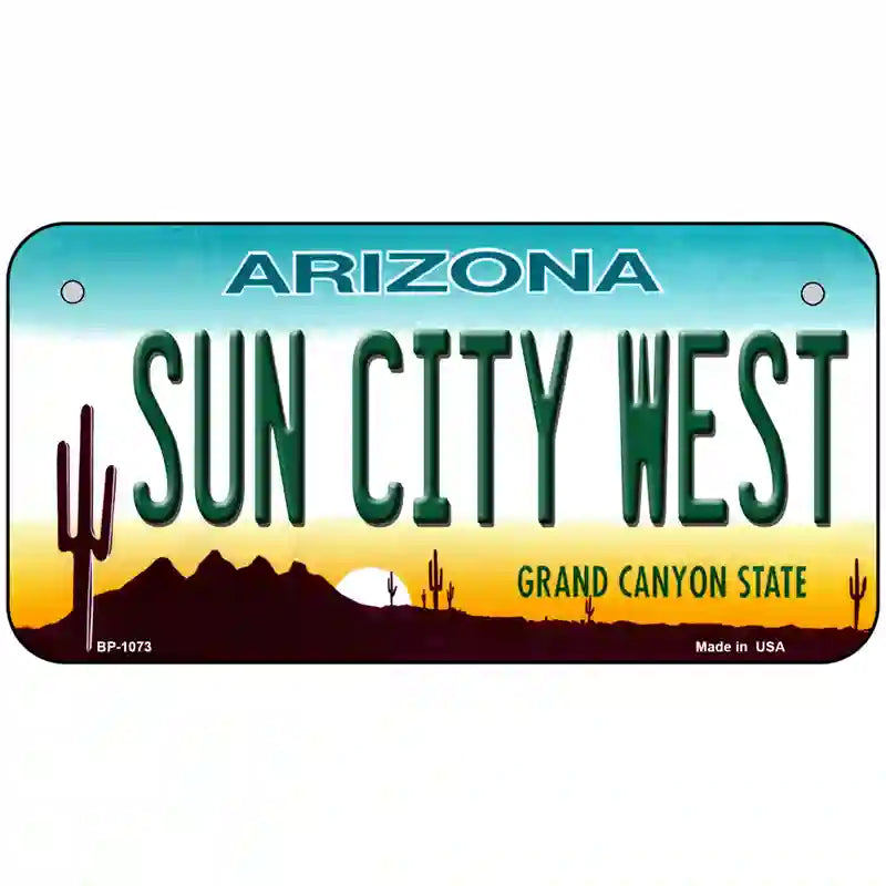 Sun City West Arizona Novelty Metal License Plate 6" x 3" (BP)