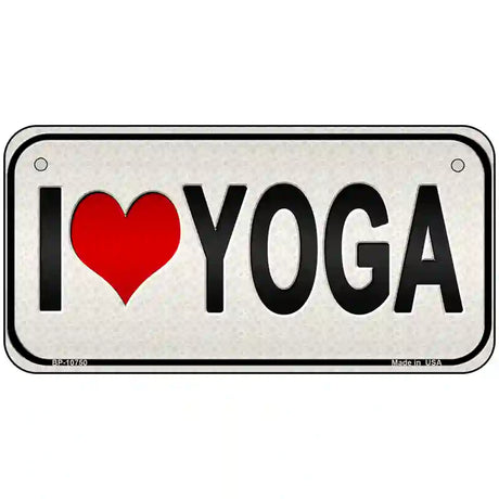 I Love Yoga Silver Novelty Metal License Plate 6" x 3" (BP)