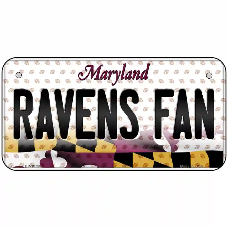 Ravens Fan Maryland Novelty Metal License Plate 6" x 3" (BP)