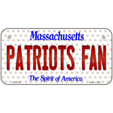 Patriots Fan Massachusetts Novelty Metal License Plate 6" x 3" (BP)