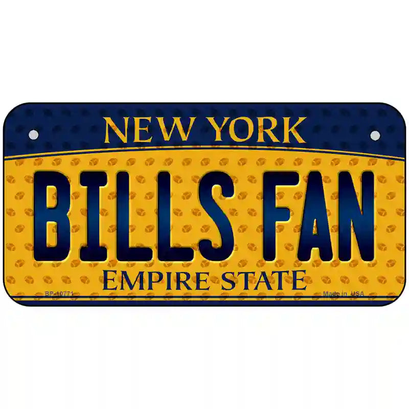 Bills Fan New York Novelty Metal License Plate 6" x 3" (BP)