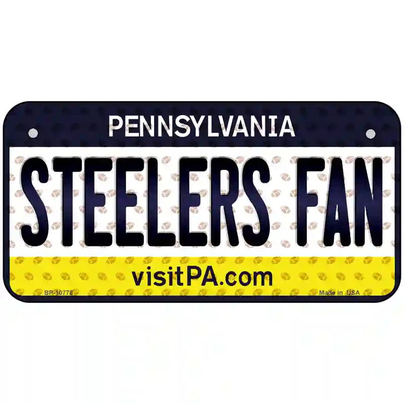 Steelers Fan Pennsylvania Novelty Metal License Plate 6" x 3" (BP)