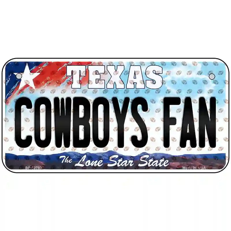 Cowboys Fan Texas Novelty Metal License Plate 6" x 3" (BP)