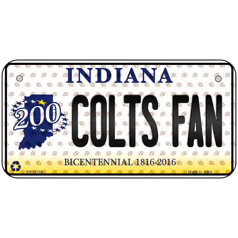 Colts Fan Bicentennial Indiana Novelty Metal License Plate 6" x 3" (BP)