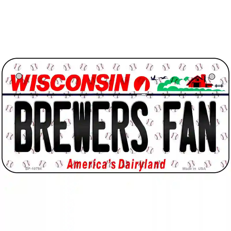 Brewers Fan Wisconsin Novelty Metal License Plate 6" x 3" (BP)