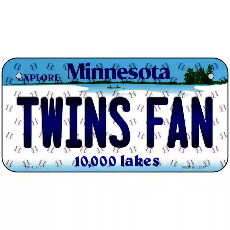 Twins Fan Minnesota Novelty Metal License Plate 6" x 3" (BP)