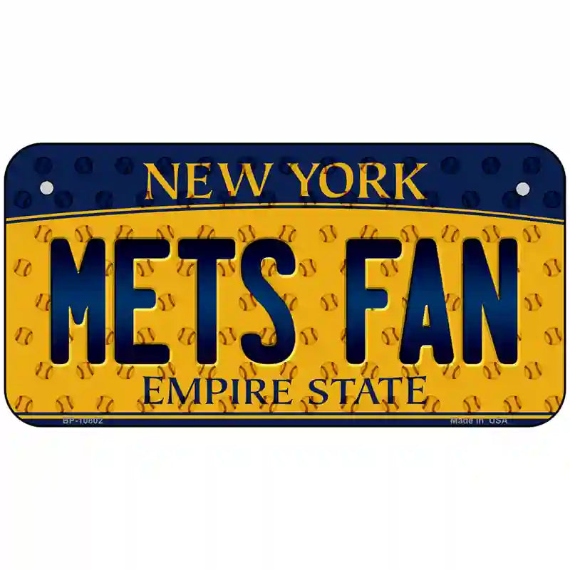 Mets Fan New York Novelty Metal License Plate 6" x 3" (BP)