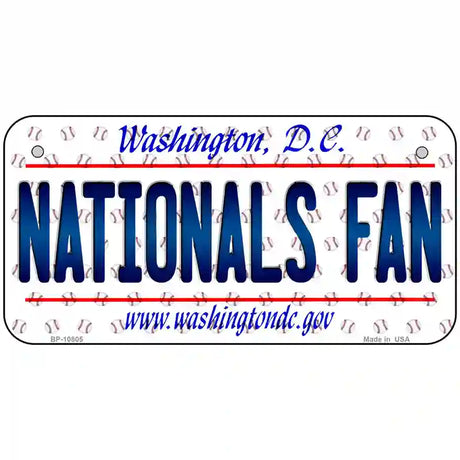 Nationals Fan Washington DC Novelty Metal License Plate 6" x 3" (BP)