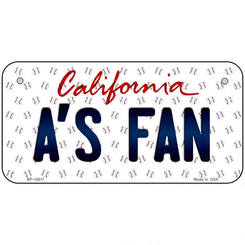 As Fan California Novelty Metal License Plate 6" x 3" (BP)