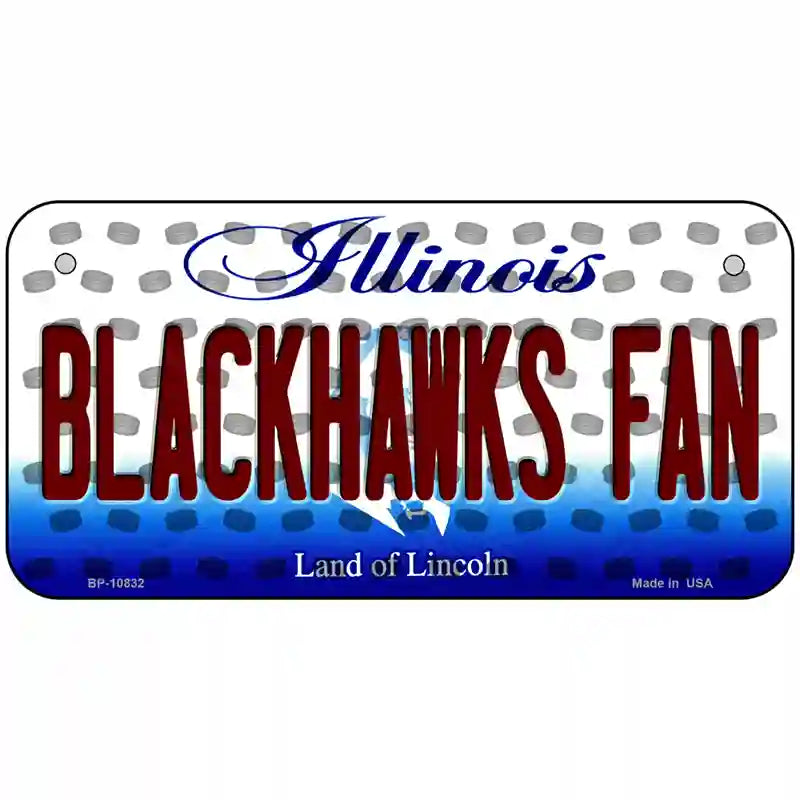 Blackhawks Fan Illinois Novelty Metal License Plate 6" x 3" (BP)