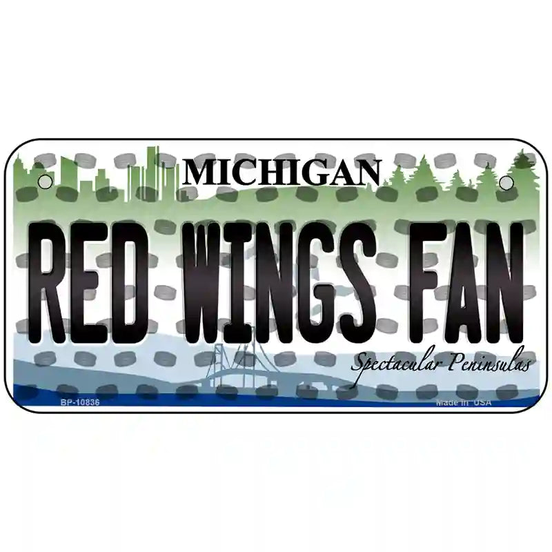 Red Wings Fan Michigan Novelty Metal License Plate 6" x 3" (BP)