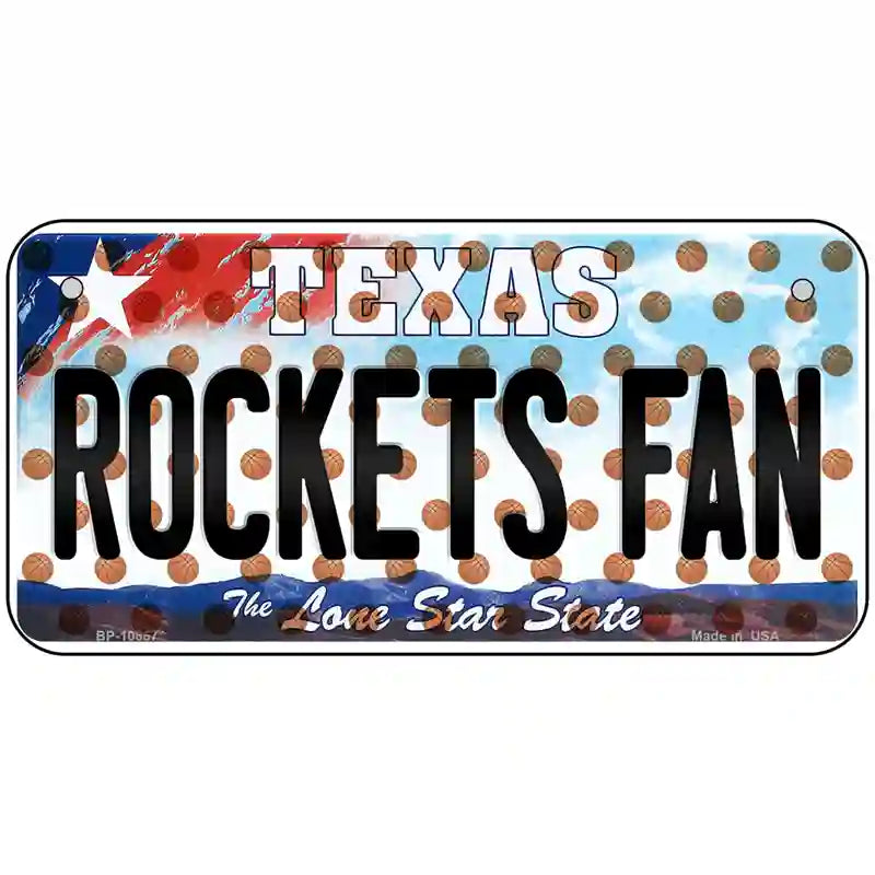 Rockets Fan Texas Novelty Metal License Plate 6" x 3" (BP)