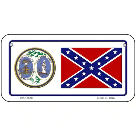 Confederate Flag South Carolina Seal Novelty Metal License Plate 6" x 3" (BP)