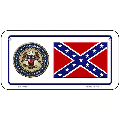 Confederate Flag Mississippi Seal Novelty Metal License Plate 6" x 3" (BP)