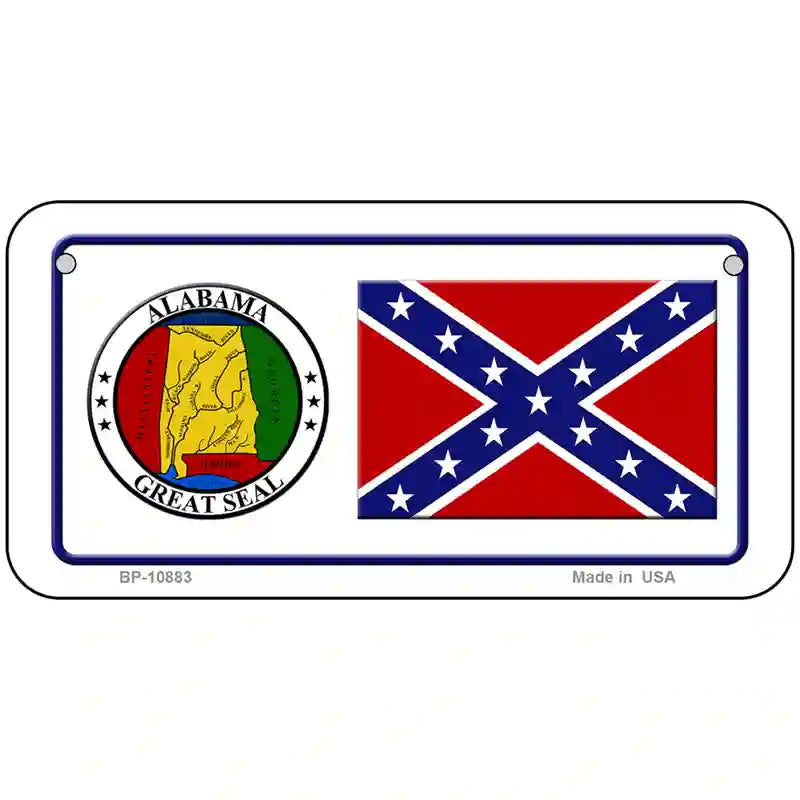 Confederate Flag Alabama Seal Novelty Metal License Plate 6" x 3" (BP)