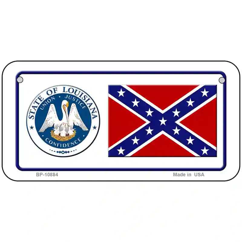 Confederate Flag Louisiana Seal Novelty Metal License Plate 6" x 3" (BP)