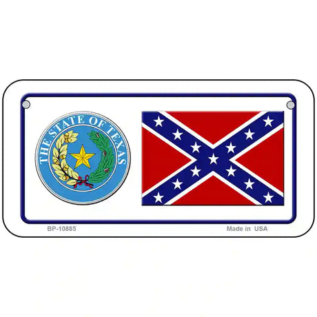 Confederate Flag Texas Seal Novelty Metal License Plate 6" x 3" (BP)