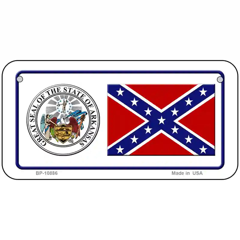 Confederate Flag Arkansas Seal Novelty Metal License Plate 6" x 3" (BP)