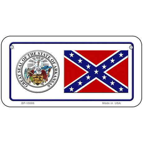 Confederate Flag Arkansas Seal Novelty Metal License Plate 6" x 3" (BP)