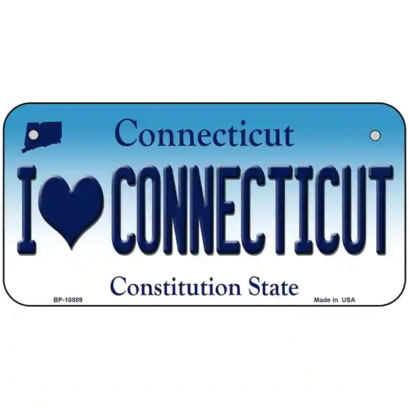 I Love Connecticut Metal Novelty License Plate 6" x 3" (BP)