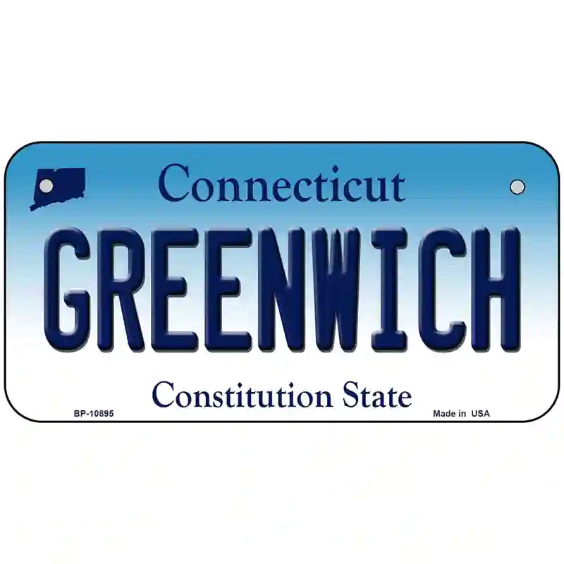 Greenwich Connecticut Metal Novelty License Plate 6" x 3" (BP)