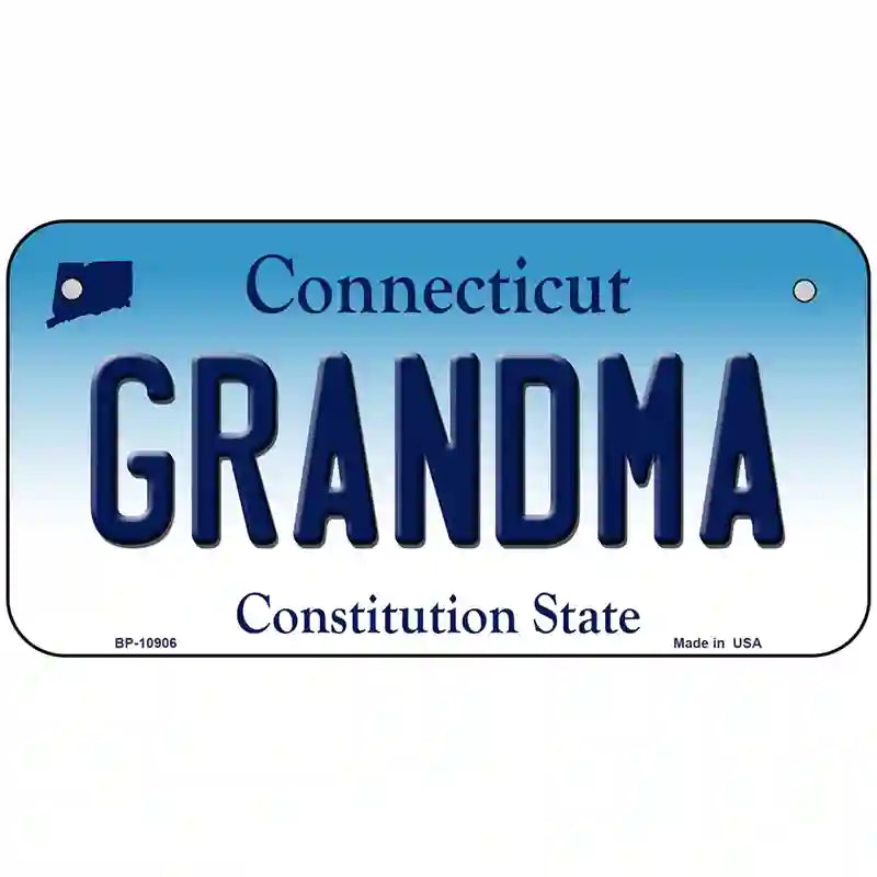 Grandma Connecticut Metal Novelty License Plate 6" x 3" (BP)