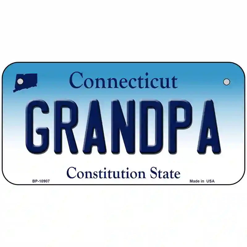 Grandpa Connecticut Metal Novelty License Plate 6" x 3" (BP)