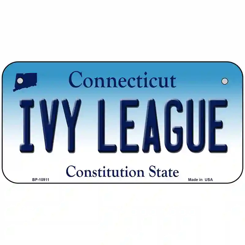 Ivy League Connecticut Metal Novelty License Plate 6" x 3" (BP)