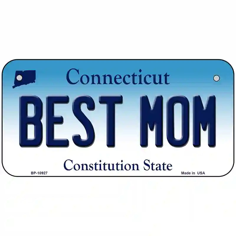 Best Mom Connecticut Metal Novelty License Plate 6" x 3" (BP)