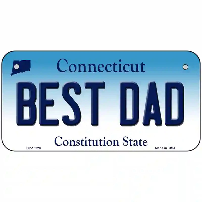 Best Dad Connecticut Metal Novelty License Plate 6" x 3" (BP)