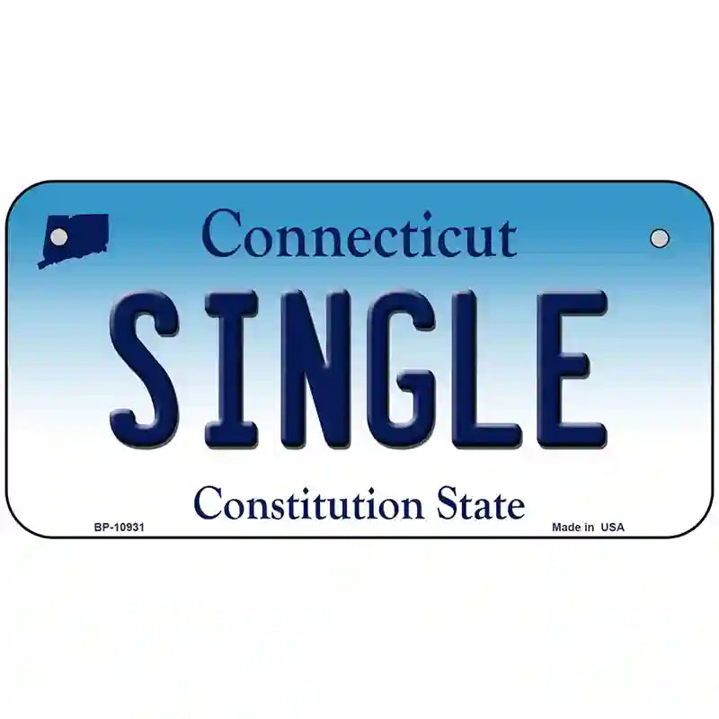 Single Connecticut Metal Novelty License Plate 6" x 3" (BP)