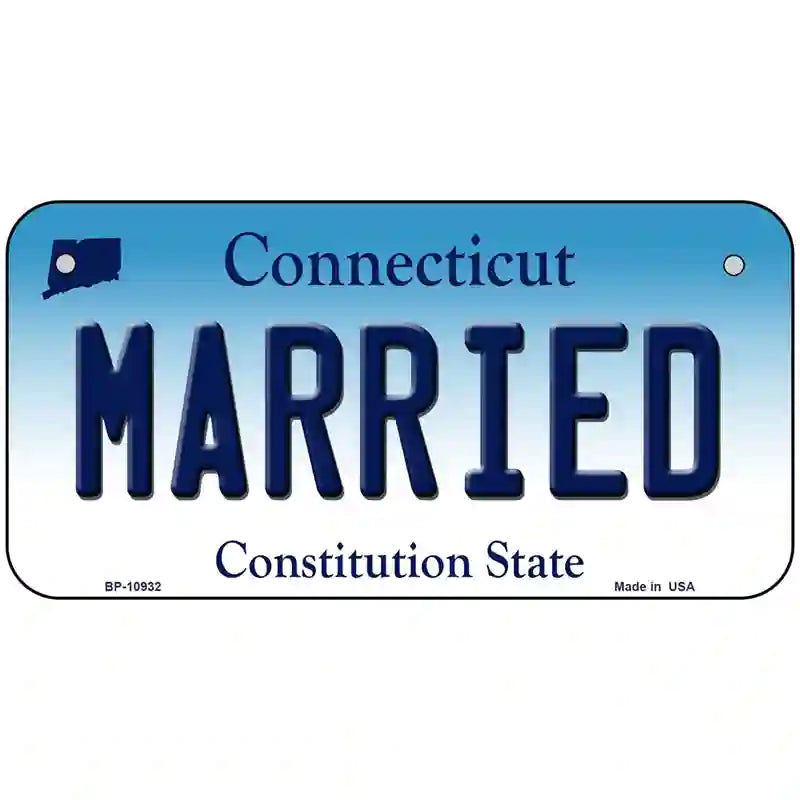 Married Connecticut Metal Novelty License Plate 6" x 3" (BP)