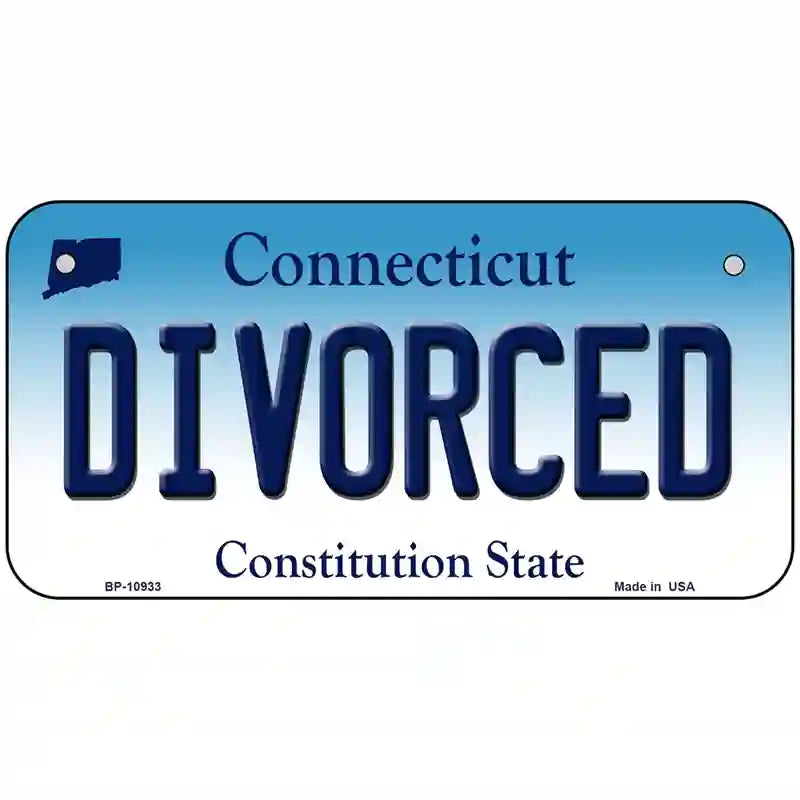 Divorced Connecticut Metal Novelty License Plate 6" x 3" (BP)