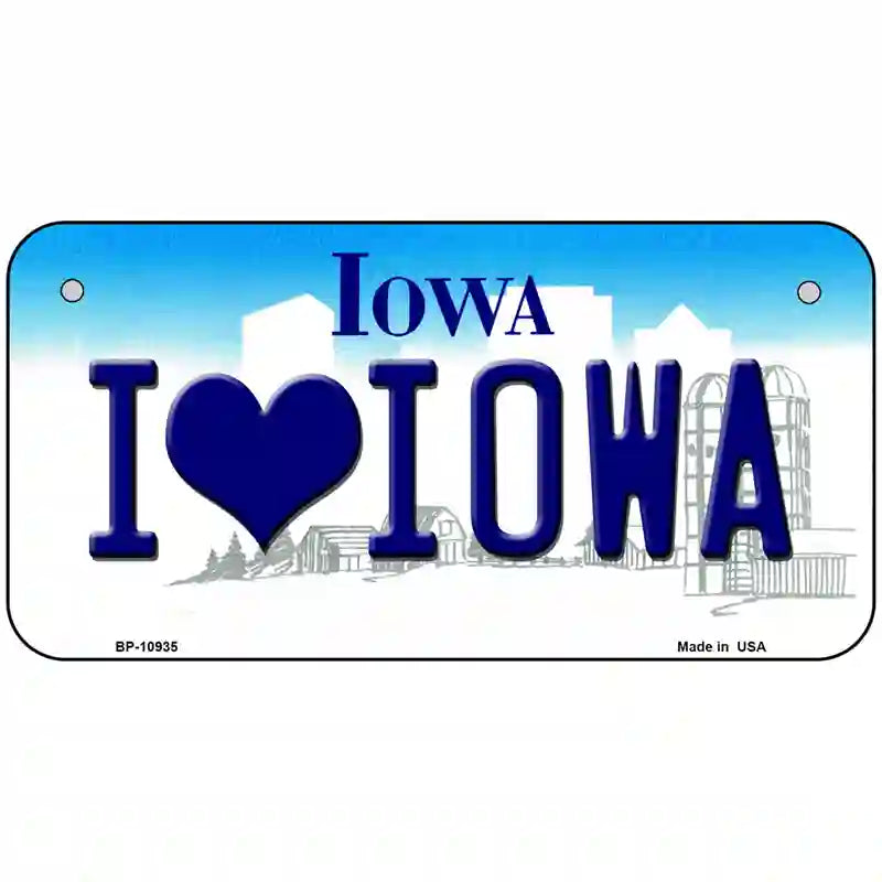 I Love Iowa Metal Novelty License Plate 6" x 3" (BP)